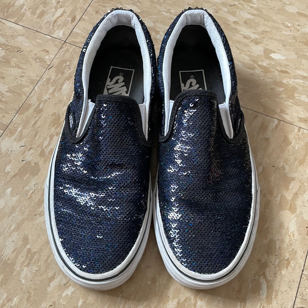Dark blue sequin vans